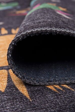 Artloop Çocuk Odası Halısı Minor Dekoratif Siyah Halı AL 412